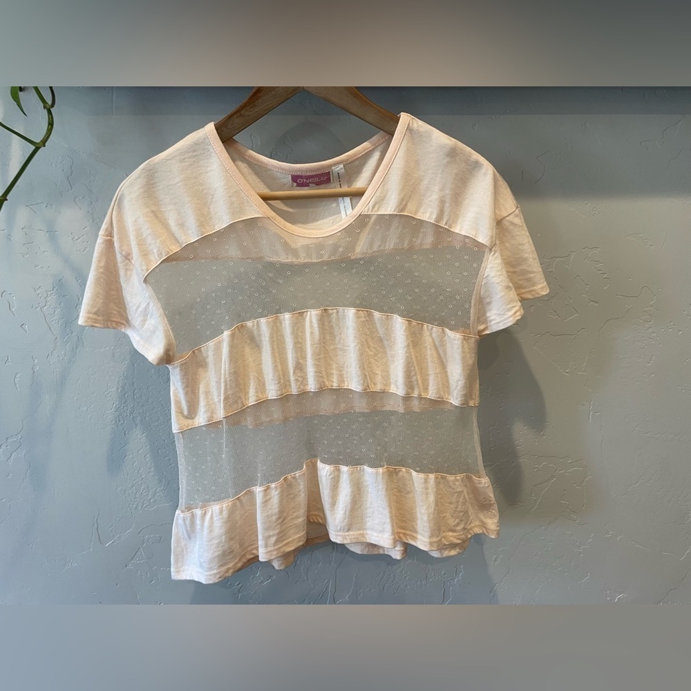 Women’s O’Neill Sheer Pink Ruffle Top size small - Picture 5 of 6
